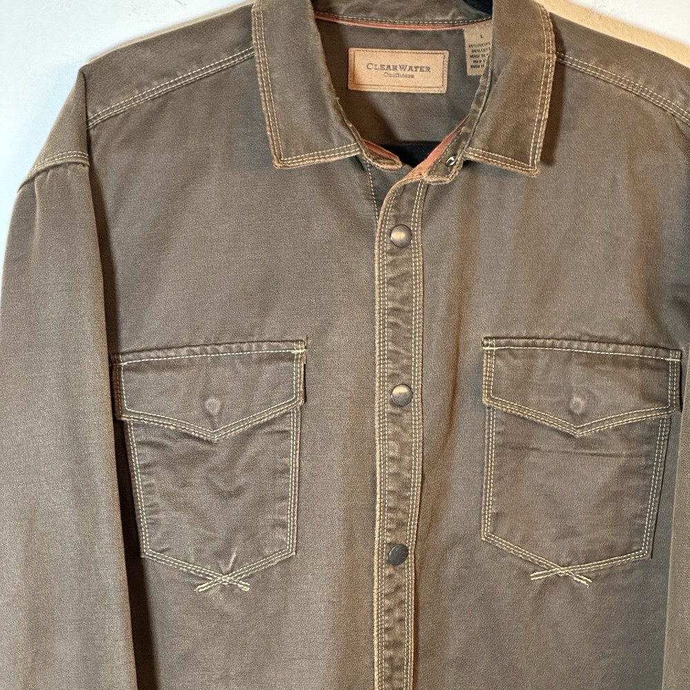 ClearWater Outfitters Faux Suede Ranch Jacket Men Large Snap Front Chore Shacket - Picture 5 of 13